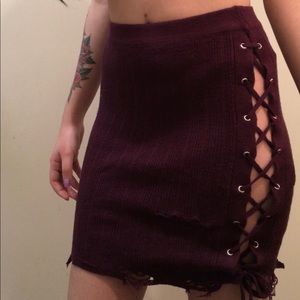 Lace up mini skirt